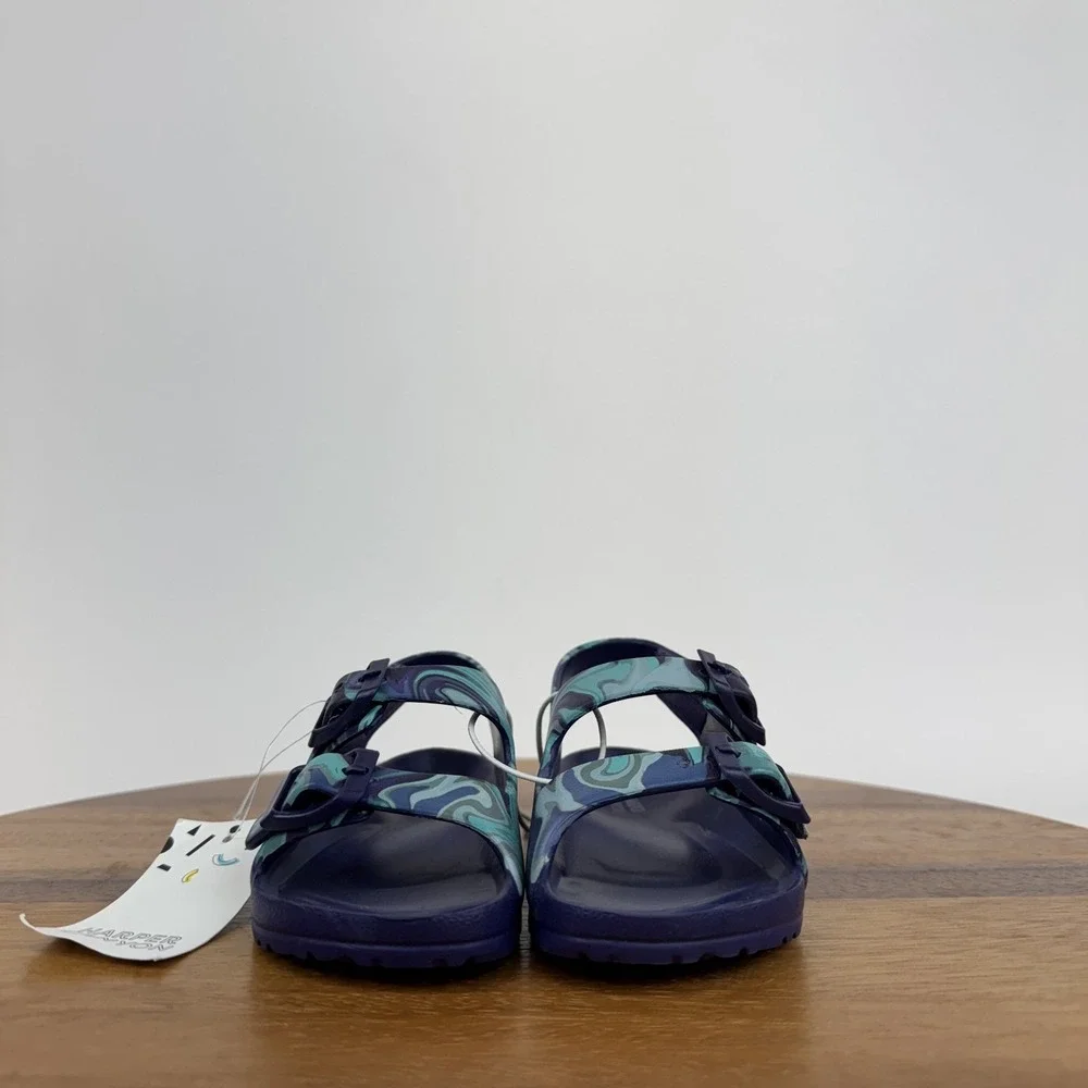 New Little Kids Harper Canyon‎ Eva Blue Marbled Rubber Strappy Sandals 8 C
